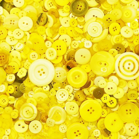 Botones amarillos para manualidades Qovydx, 1600 unidades, tamaños surtidos de 0,7 a 3 cm