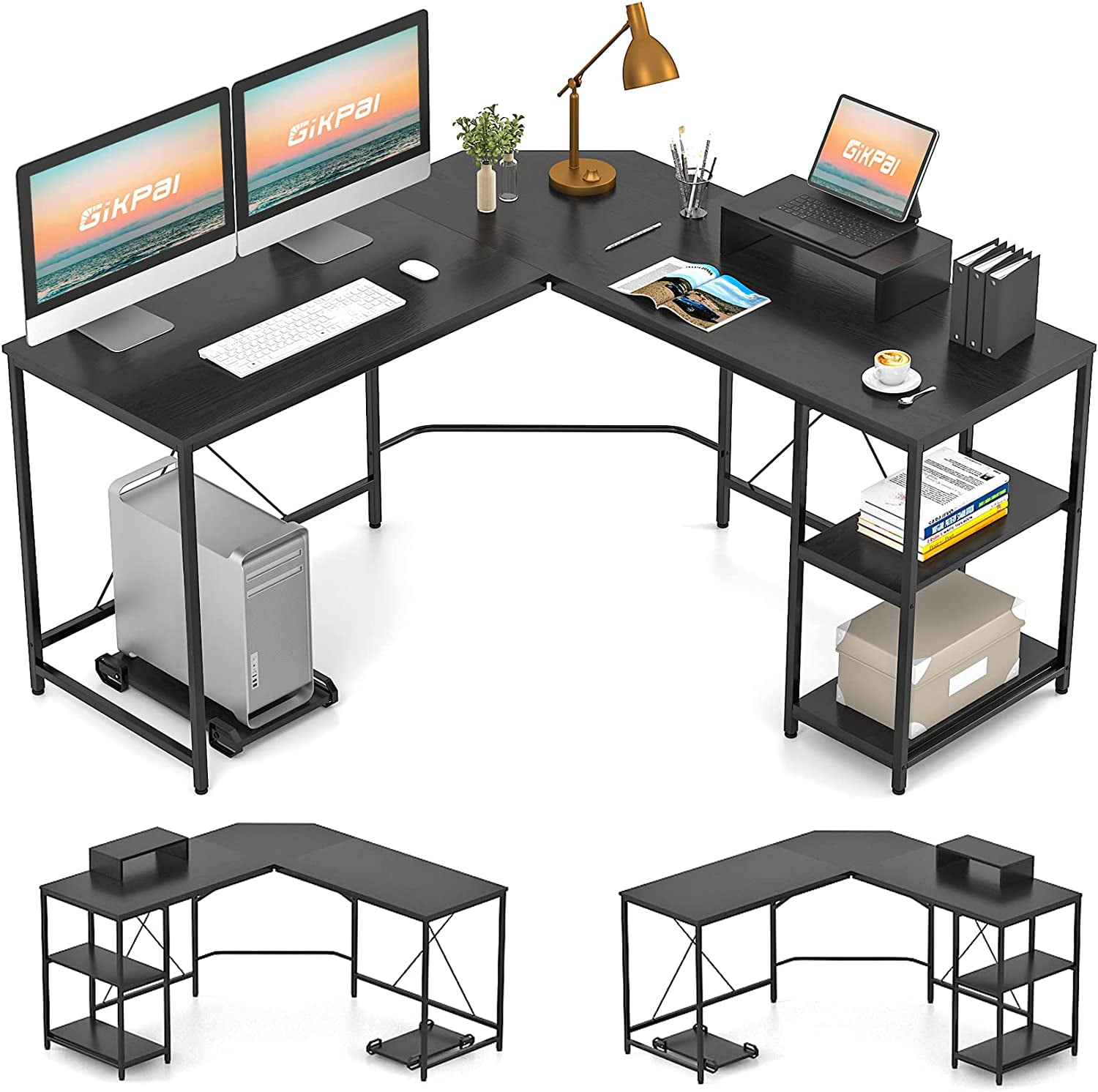 GIKPAL L Shaped Desk 55'' Reversible L Shape Corner Computer Desk with