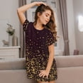 thumbnail image 3 of Fuzoiu Gold sparklin Print Women Nightgowns, Soft Comfy Lightweight Short Sleeves Sleepwear,Crew Neck Loungewear, 3 of 6