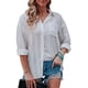 thumbnail image 1 of Camisa holgada de gasa de manga larga con botones a rayas para mujer Camisas de gran tamaño para pri Abanopi XX-grande, 1 of 7