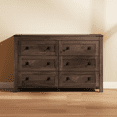 thumbnail image 6 of CHITOOMA Wooden Dressers for Bedroom 6 Drawer Adult, 47.2" Storage Cabine with Double Handle, Chest of Drawers for Living Room Hallway, Walnut, 6 of 11