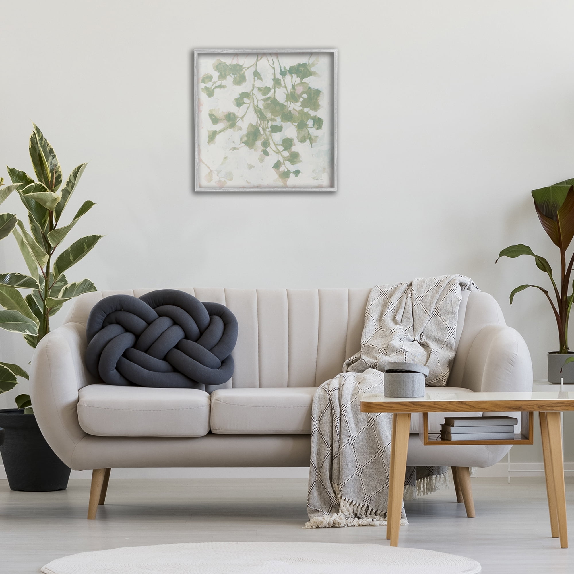Stupell Industries Dancing Leaf Shadows Botanical & Floral Painting Gray Framed Art Print Wall Art, 24 x 24