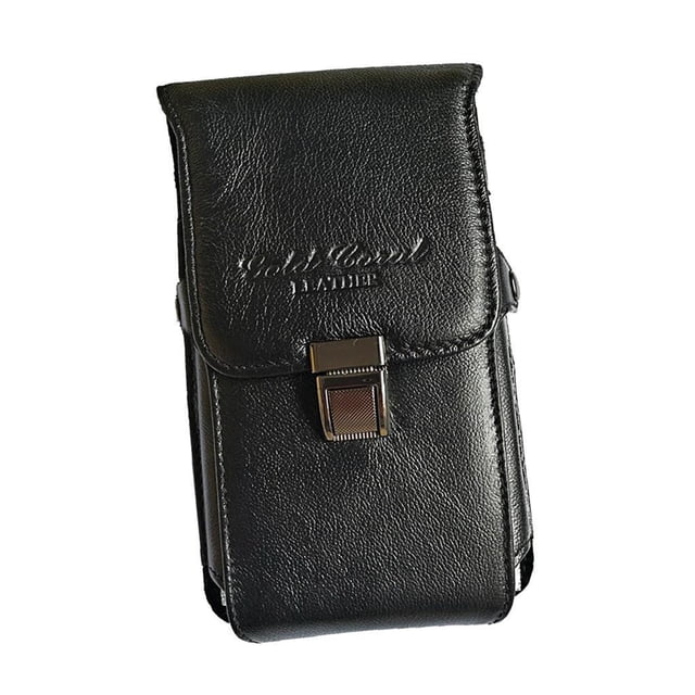 Bolso de Monedero de Cremallera Correa de Cuero de Bolso de Teléfono Celular de 5.5 / 6 Pulgadas - Negro 18X11X 3.5 cm Soledad Bolsa de cintura CellPhone