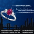 thumbnail image 2 of Gem Stone King 2.01 Ct Oval Red Created Ruby White Topaz 925 Sterling Silver Ring, 2 of 6