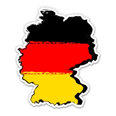 Germany Country Shape German Flag Deutsch - 3" Vinyl Sticker - For Car Laptop Water Bottle Phone - Waterproof Decal