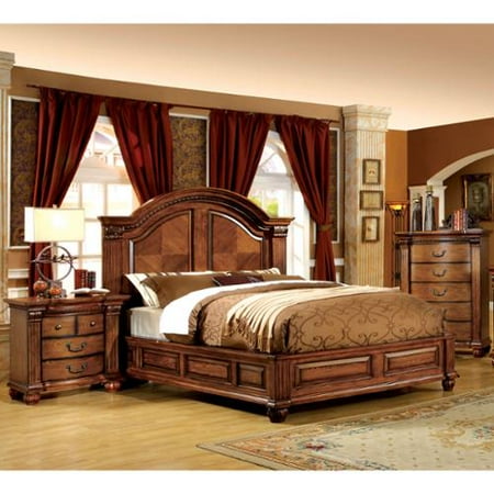 - Furniture of America Traditional Antique Tobacco Oak Panel Bed by FOA