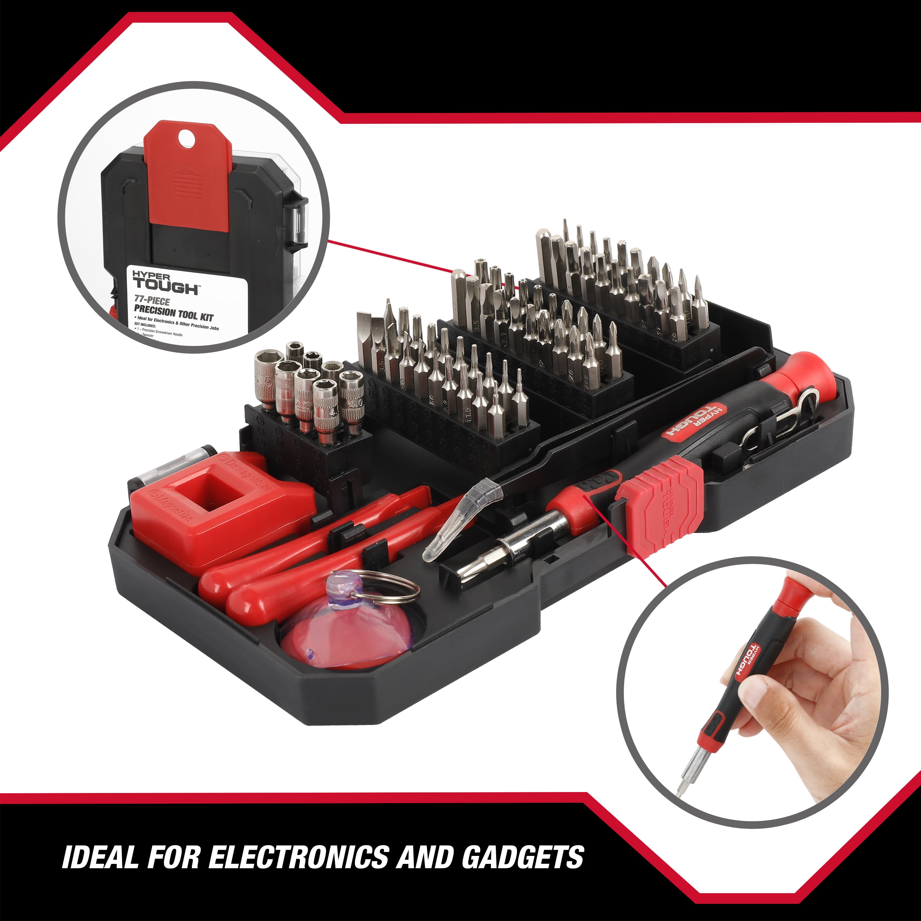 ☆H☆ Hyper Tough Precision Electronics Tool Kit 77 Pieces with Mini
