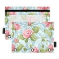 thumbnail image 2 of 2 Pack Pencil Pouch for 3 Ring Binder Smooth Zipper Folders with Pockets Clear Window Pencil Case Rose and Leaves, 2 of 6