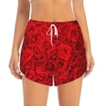 thumbnail image 2 of Balery Red Rose Pantalones cortos deportivos para mujer con forro y dos bolsillos, elásticos, para entrenamiento, gimnasio, yoga-Medium, 2 of 7