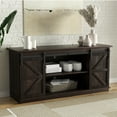 thumbnail image 6 of Lacoo TV Wood Stand Sliding Barn Door Storage Farmhouse TV Cabinet and Adjustable Storage Shelves, Dark Brown, 6 of 7