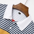 thumbnail image 3 of lcziwo Men's Golf Shirts Short Sleeve Striped Button Lapel T-Shirt Casual Comfortable Summer Tees Tops Muscle Fit Work Polos Shirt Weekly Prime Yellow XL, 3 of 8