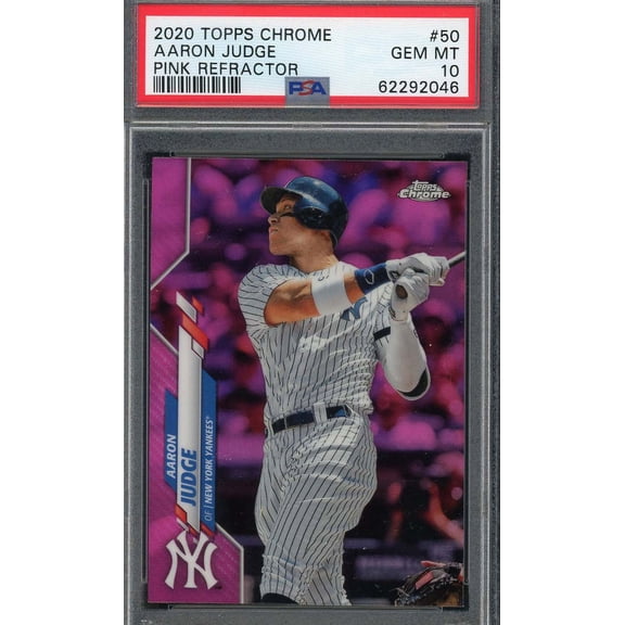 Aaron Judge 2020 Topps Chrome Pink Refractor Baseball Card #50 Graded PSA 10