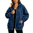 thumbnail image 2 of Women's Oversized Denim Jacket Zip Up Long Sleeve Jean Coat with Hood Casual Fall Baggy Outerwear Lightweight Windbreaker with Pockets Fashion Layering, 2 of 8