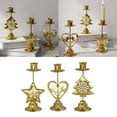 thumbnail image 2 of Christmas Candle Holder Festival Hollowed Star Tree Heart Designs Iron Candlestick Holiday Tabletop Centerpieces Decors, 2 of 13
