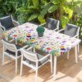 thumbnail image 2 of Spring Floral Table Cloths for 5 Foot Rectangle Tables, Butterflies Botanical Farmhouse Patio Waterproof Elastic Fitted Tablecloths, Washable Rectangular Table Cover for Camping, 2 of 8