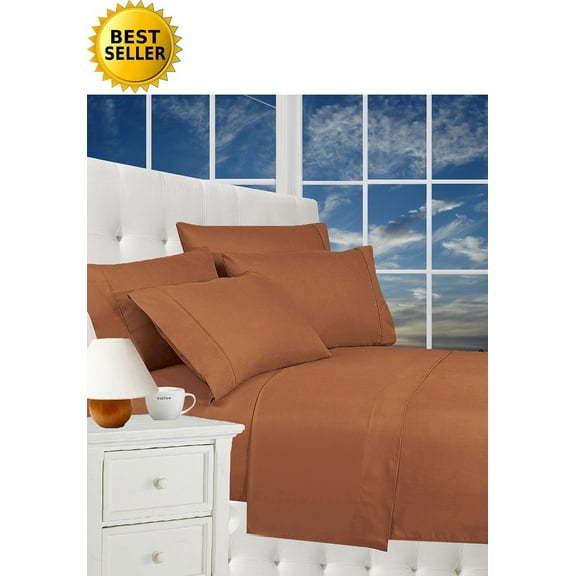 1500 Series Luxury Silky Soft 5 pc Sheet set, Deep Pocket Up to 16" - All Size and Colors , Twin, Bronze