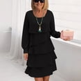 thumbnail image 2 of Elvqul Womens Tunic Dresses Casual Black Dress Loose Crew Neck Leisure Long Dresses for Juniors Long Sleeve, 2 of 7