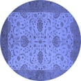 thumbnail image 1 of Ahgly Company Machine Washable Indoor Round Oriental Blue Industrial Area Rugs, 5' Round, 1 of 4