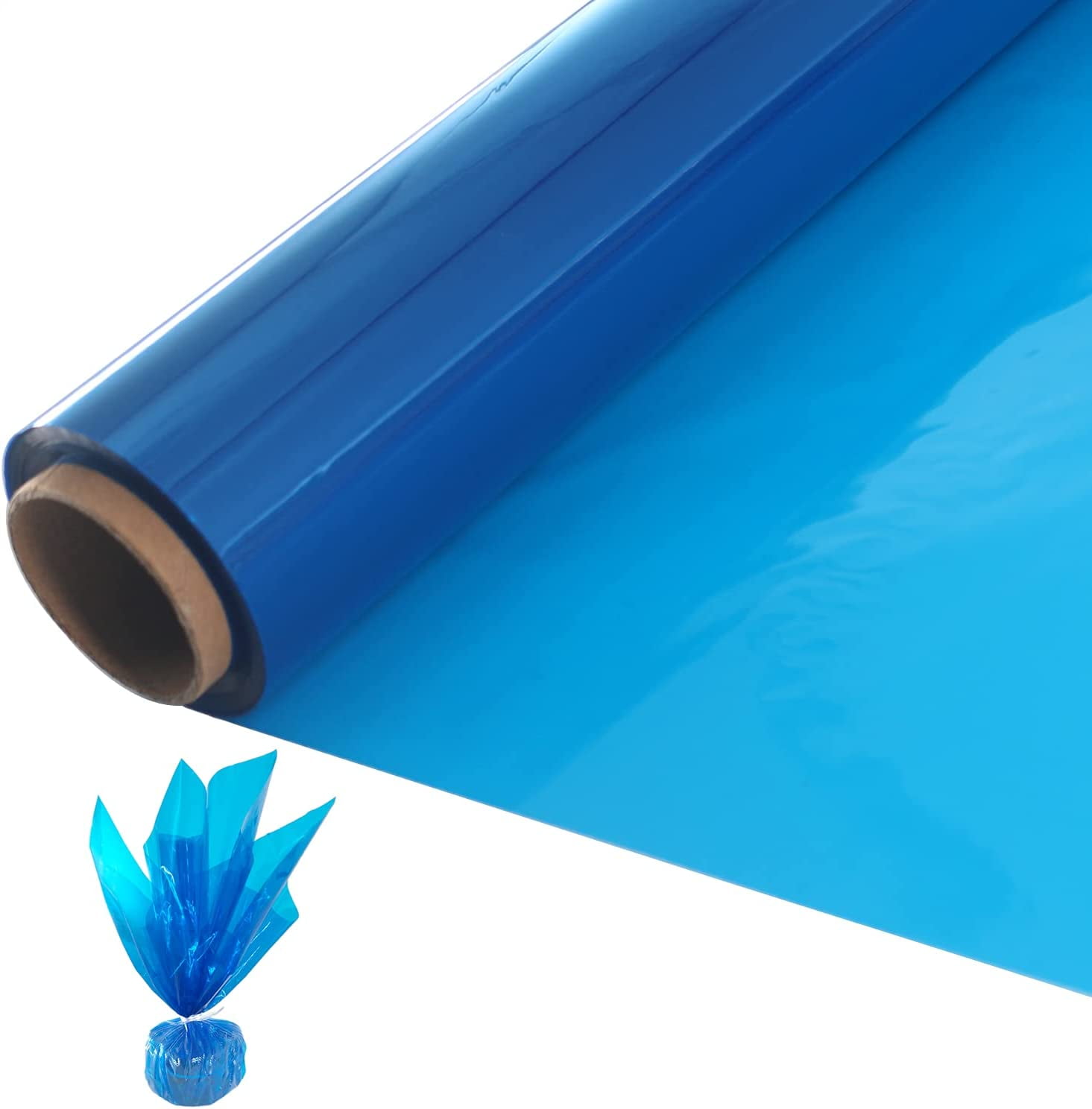 200 ft Blue Cellophane Wrap Roll (16 in x 200 ft x 2.5 Mil)Colored Cellophane WrapBlue