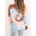 thumbnail image 2 of Women's Casual Color Block Tie Dye Crewneck Long Sleeve Loose Pullover Sweatshirt Tops, 2 of 6