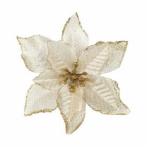 Fake Flower Bouquet 12Pcs 15Cm Glitter Artificial Flowers Christmas Tree Ornaments Artificial Flowers For Christmas Home Wedding Party Decorations,Gold Household Imitation