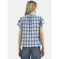 thumbnail image 3 of Time and Tru Women's Cotton Ruffle Neck Blouse with Flutter Sleeves, Sizes XS-XXXL, 3 of 5
