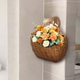 thumbnail image 2 of Wall Mounted Woven Basket, Imitation Rattan Storage Basket for Kitchen Onion, Garlic, Bathroom, No Punching Hanging Storage with Handle, 1 Basket, 2 of 7