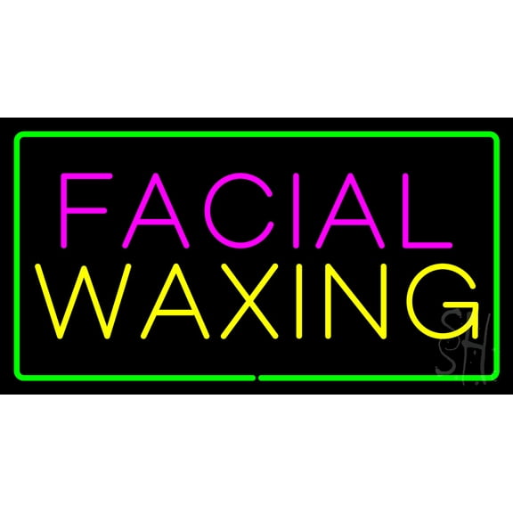 Facial Waxing Rectangle Green LED Neon Sign 20 x 37 - inches, Black Square Cut Acrylic Backing, with Dimmer - Bright and Premium built indoor LED Neon Sign for Spa interior decor and storefront.
