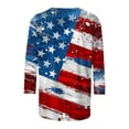 thumbnail image 5 of Aloohaidyvio 2024 Independence Day Tops for Women,3/4 Sleeve Vintage American Flag Shirt,4th of July Summer Patriotic Loose T-shirt, 5 of 5