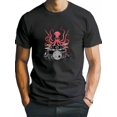 thumbnail image 1 of Camiseta gráfica de pulpo de heavy metal para hombre - Camiseta informal de verano de manga corta negra, mezcla de algodón suave, lavable a máquina, 1 of 6