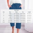 thumbnail image 3 of Women's Plus Size Elastic Waist Capris with Pockets Linen Blend Fashion Casual Color Loose Straight Wide Leg Trousers, 3 of 5