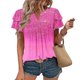 thumbnail image 2 of Camisas de Cuello de Tripulación de Manga Corta para las Mujeres Plisado Mangas de Ruffle, Cuello Redondo Casual Primavera Y Blusa de Verano, 2 of 7