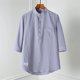 thumbnail image 4 of pstuiky Camisas de manga corta para hombre, Camisa informal de lino con botones, manga tres cuartos y cuello alto para hombre, color liso camisas casuales para hombre xxl, 4 of 6