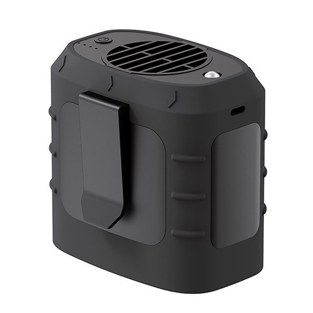USB Cintura Cuello Colgante Ventilador Linterna incorporada 3 engranajes Sin cuchilla 8000mAh (Negro)