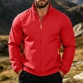 thumbnail image 2 of Men's Windproof Waterproof Jacket Stand Collar Casual Tops Lightweight Breathable Rain Jacket Hiking Fishing Running Work Outdoors Travel Essential | JASKFLY,Red M, 2 of 9