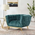thumbnail image 2 of Armchair Accent Chair, Velvet, Teal Blue, Modern Contemporary Urban Design, Living Lounge Room Hotel Lobby Hospitality, 2 of 8