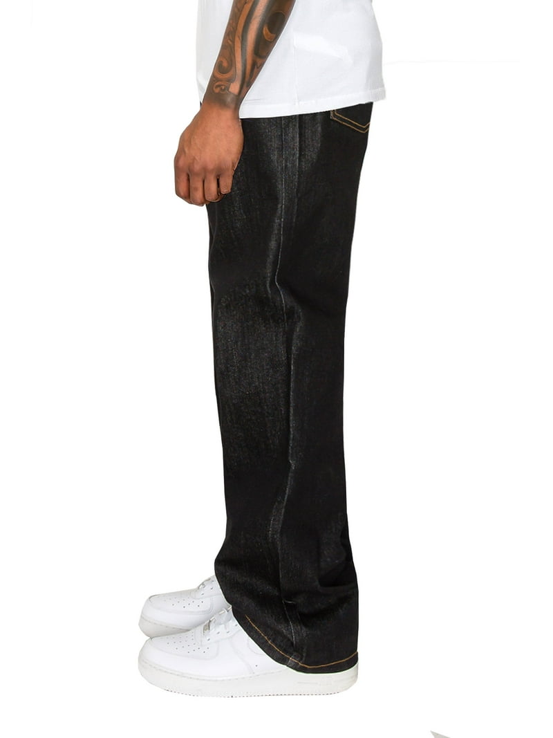 Victorious Men's Essential Baggy Raw Denim Jeans DL998 Black