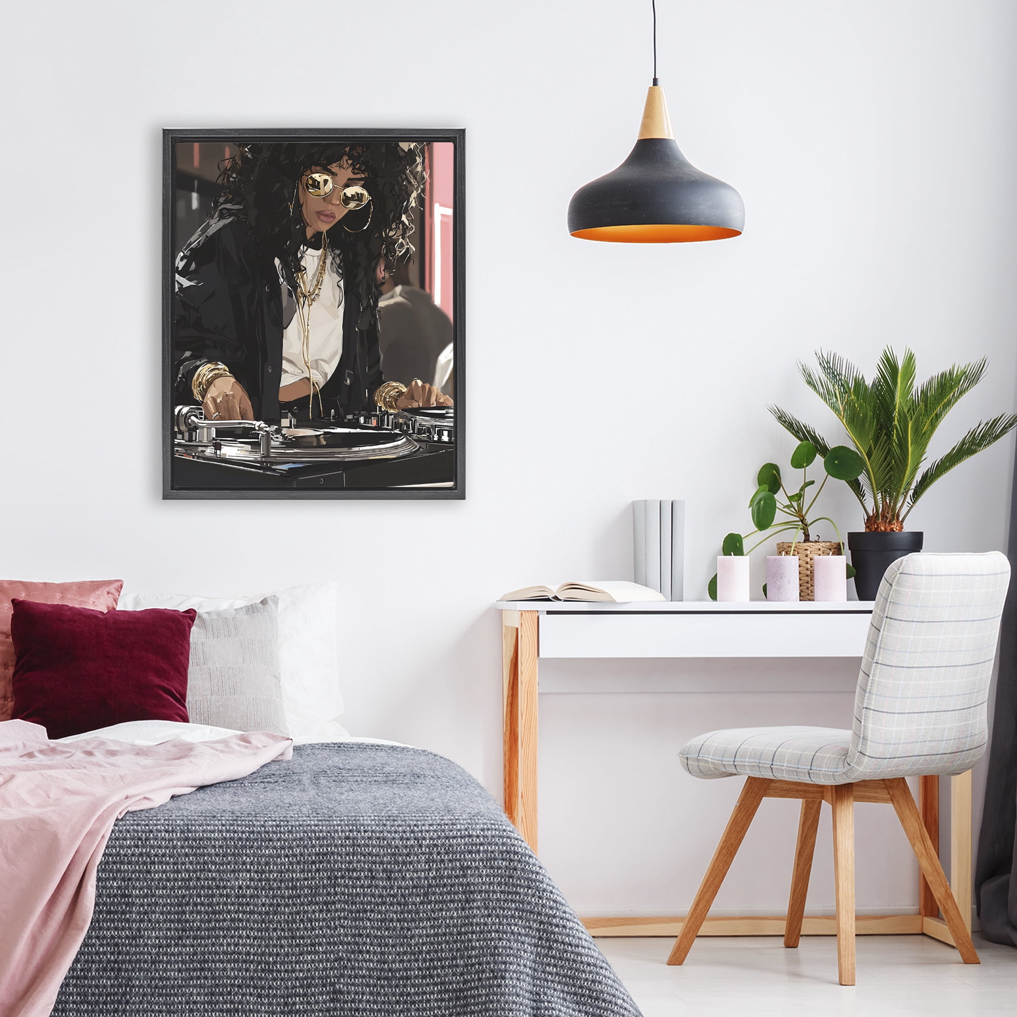 Stupell Industries DJ Focused On Turntables Black Framed Floater Canvas Wall Art, design by Franklyn Gregory