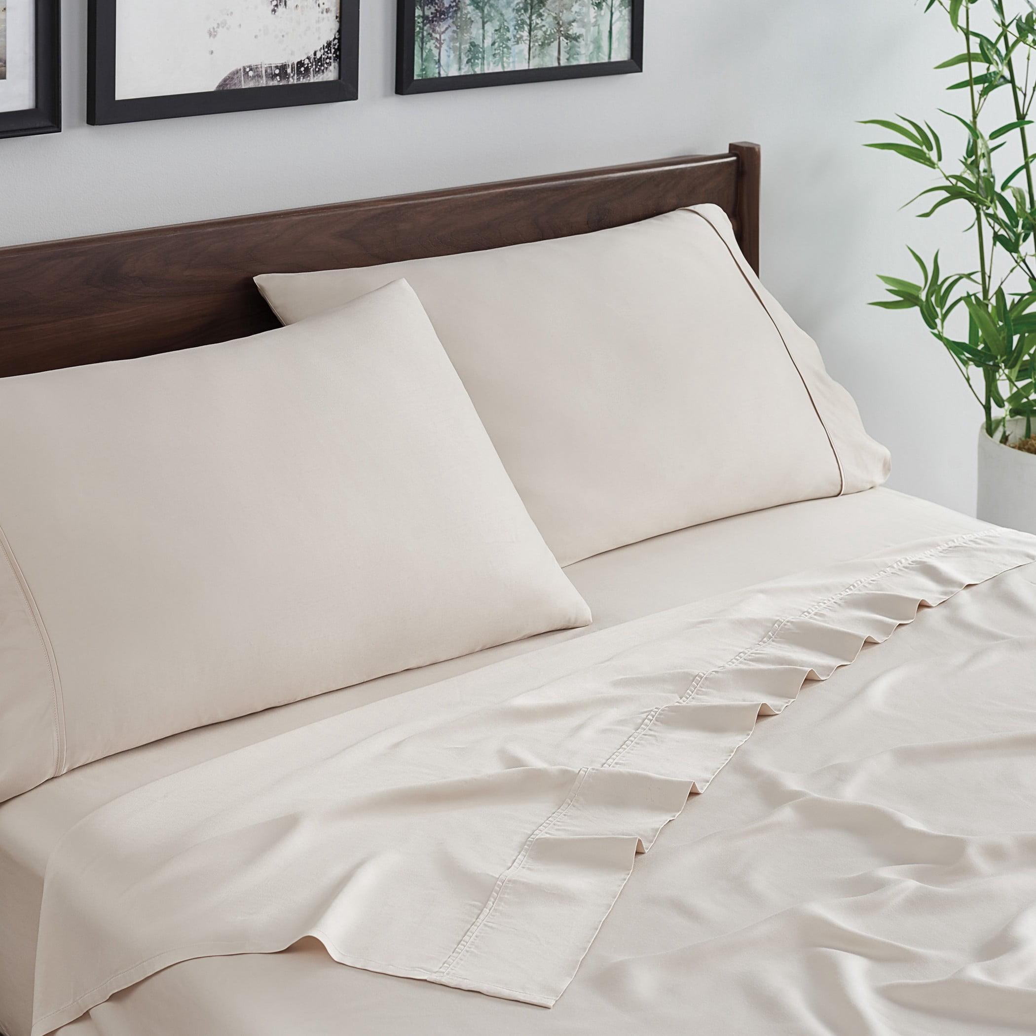 Aston & Arden Bamboo Rayon Sheet Sets, 4-Piece, 250 Thread Count, Modern, Hypoallergenic, King, Taupe