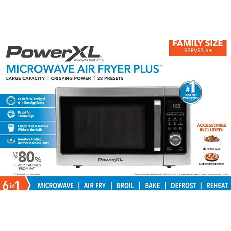 PowerXL Microwave Air Fryer Plus, Stainless Steel / Black, 1cu. ft. 