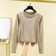 thumbnail image 1 of Pijama de manga larga para mujer, moda de invierno, terciopelo, color liso, cuello redondo, manga larga, parte inferior, camisa cálida, ropa de casa, pijamas, blusa de poliéster para mujer, 1 of 4