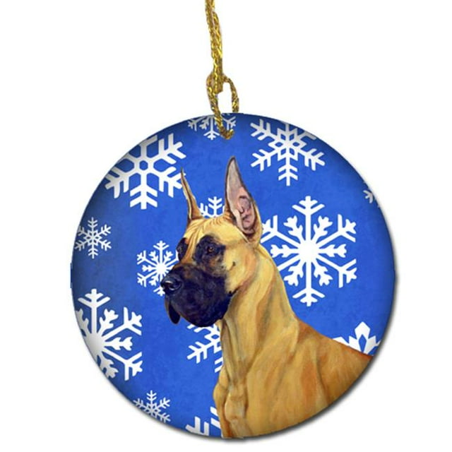 Great Dane Winter Snowflake Holiday Ceramic Ornament