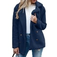 thumbnail image 5 of Vinsonshop Pea Coats for Women Sherpa Coat Fleece Coat Casual Outerwear Fuzzy Fleece Jacket Women Outerwear for Women Womens Jackets Casual Navy 3XL, 5 of 6