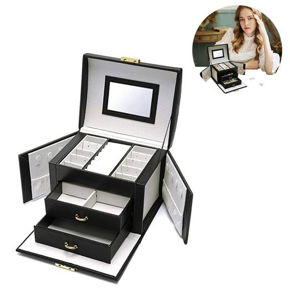 Jewelry Box, Handmade Faux Leather Jewelry Organizer, Jewelry Box Organizer Display Storage Case Vintage Gift for Women
