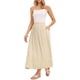 thumbnail image 2 of Falda de lino INSPIRE CHIC para mujer, casual de verano, con cintura alta elástica, falda midi en forma de A, talla L, color albaricoque, 2 of 6