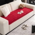 thumbnail image 2 of HUGNEO 28"x71" Plush Textured Sofa Seat Cushion, Non Slip Backing Couch Slipcover, Machine Washable Furniture Protector, Red, 2 of 13