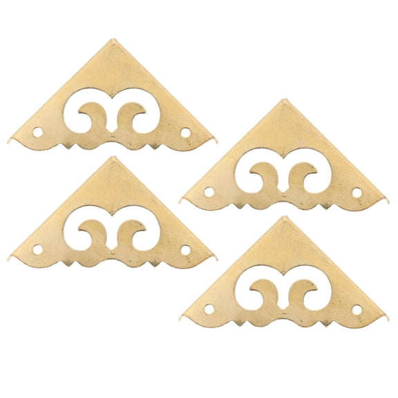 Worgeous 4pcs Metal Desk Corner Protectors Table Edge Cover Guard Copper Safety Corner Guards Decorative Furniture Protectors for Tables Desks Wooden Case