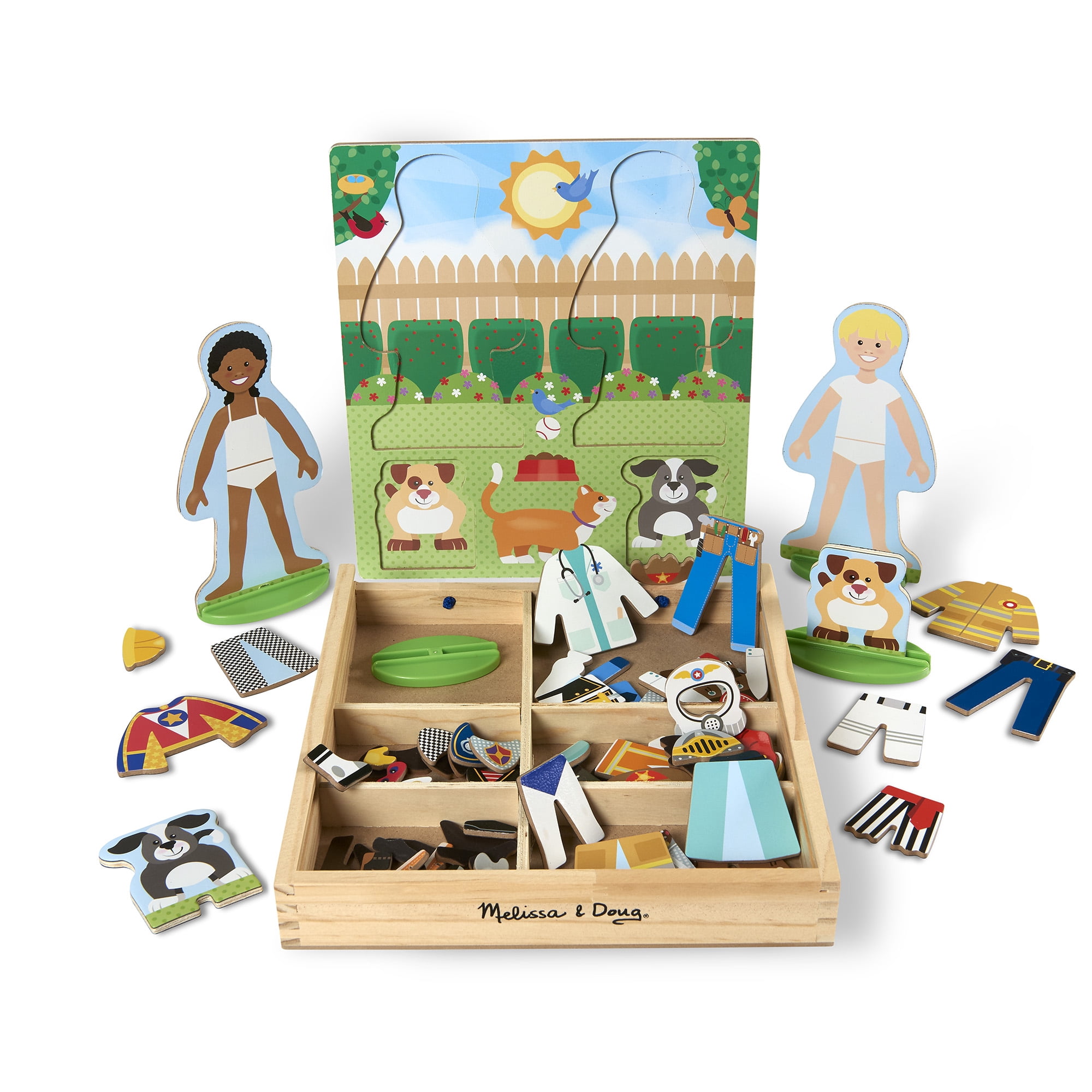 Melissa & Doug Occupations Magnetic Dress-Up Wooden Dolls Pretend Play Set (82 pcs)