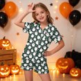 thumbnail image 2 of KPOPLK Halloween Pajamas for Girl Teen Satin Silk Pjs Short Sleeve Button Down Shirt and Shorts Set Sleepwear,Size 8-9 Years, 2 of 5