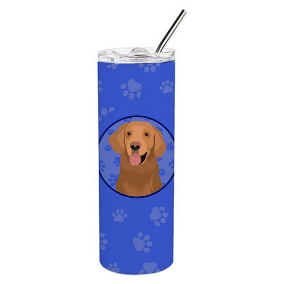 Carolines Treasures WDK1106TBL20 Golden Retriever Red Design1  Stainless Steel 20 oz Skinny Tumbler Blue 20 oz